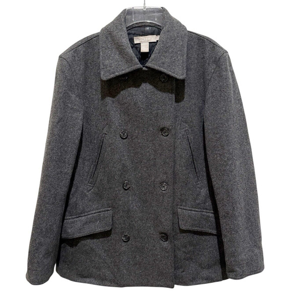 J Crew Pea Coat Jacket Charcoal Gray Wool Double Breasted Pockets Size Small - Picture 10 of 10